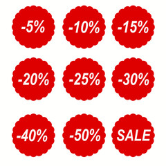 Sale vector label icons. Discount stickers set for shop, retail, promotion