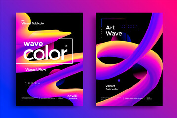 Creative design poster with vibrant gradients colors and fluid shapes. Colorful bright liquid form. Vector wavy backgrounds for cover, brochure.