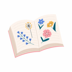 Flowers on the pages of a book