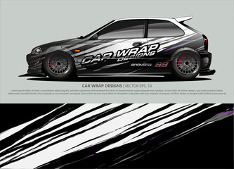 Car wrap decal design vector. abstract Graphic background kit designs for vehicle, race car, rally, livery, sport car
