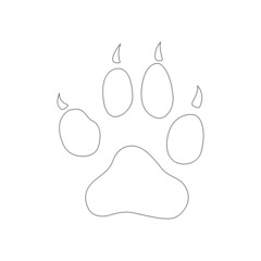 Dog paw print. Vector illustration. Flat design paw with claws on white background.
