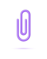 3d paper clip isolated on white background.