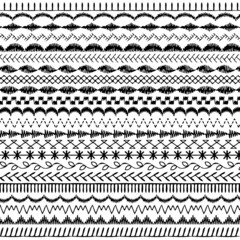 black hand drawn embroidery stitch border patterns