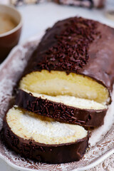 Biscuit roll with egg nogg. rustic photo