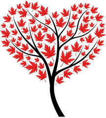 Silhouette of the heart of the maple tree