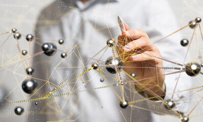 Connecting lines and dots.Big data visualization