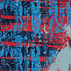 Red and blue grunge background. Vector scratched texture