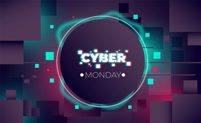 Web dark banner for business and shop sale cyber monday