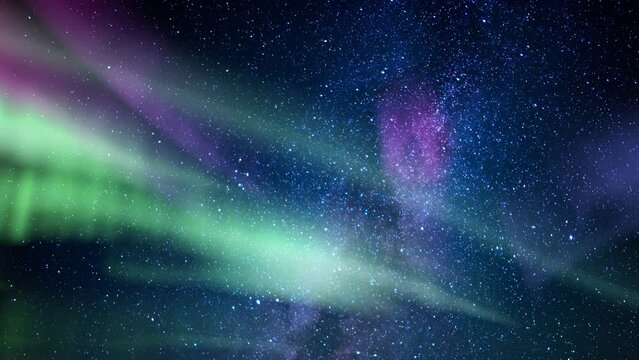 Aurora Green Purple Milky Way Galaxy Loop South Sky