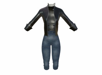 jeans and a jacket on a white background 3d-rendering