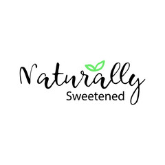 Naturally sweetned product label with leaf icon