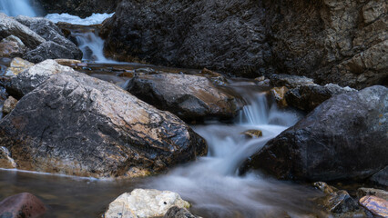 Water running over rocks 