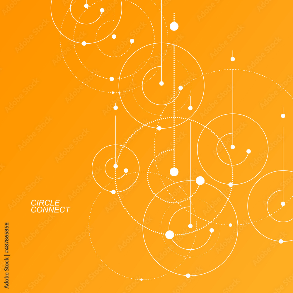 Poster vector abstract background. circles technology pattern rounded lines with connect dots. dynamic illu