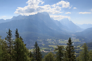 Mountain panorama view from Cima Tofana in Cortina d'Ampezzo, Italy