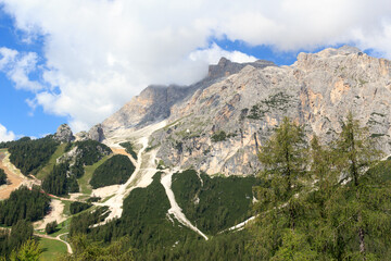 Fototapeta na wymiar Mountain panorama view from Cima Tofana in Cortina d'Ampezzo, Italy