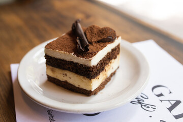 tiramisu with chocolate in decoration branch