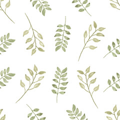 Watercolor leaf seamless pattern