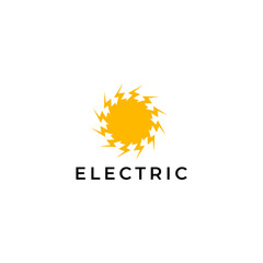 tech logo abstract electric sun flat modern