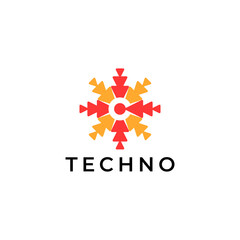 tech logo abstract flat  c negative modern