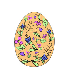 An Easter Egg painting with spring flowers ornament. Vector 
