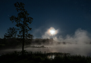 Misty Moonrise over Yellowwood Lake