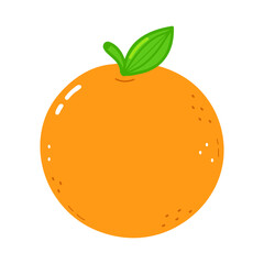 Cute funny orange fruit. Vector hand drawn cartoon kawaii character illustration icon. Isolated on white background. Orange fruit concept