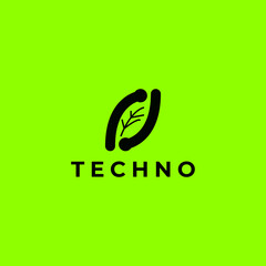 tech logo leaf abstract flat modern