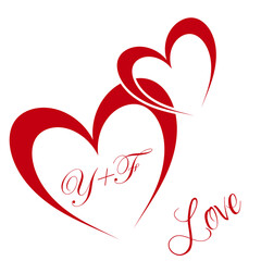 Y, F letter initial beauty heart shape logo design ,wedding fashion,hand writing logo of initial signature, KA creative letter logo design,