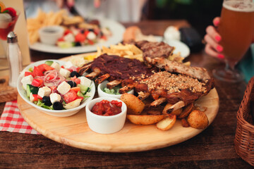 grilled meat with vegetables