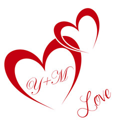 Y, M letter initial beauty heart shape logo design ,wedding fashion,hand writing logo of initial signature, KA creative letter logo design,