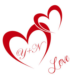 Y, N letter initial beauty heart shape logo design ,wedding fashion,hand writing logo of initial signature, KA creative letter logo design,