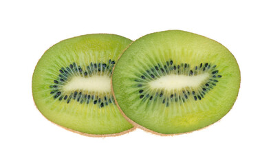 Fototapeta premium two slices of kiwi isolated on white background