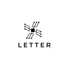 tech modern letter x simple flat
