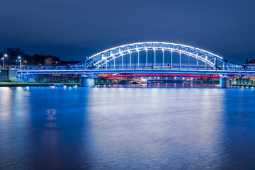 Jozef Pilsudski Bridge in the city of Krakow, Lesser Poland. - obrazy, fototapety, plakaty