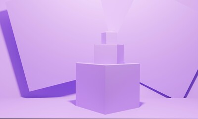 Abstraction layout for product presentation, purple background, 3d render, 3d illustration