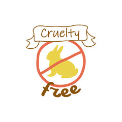 Cruelty free badge with rabbit icon for cosmetic
