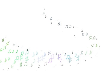 Light Multicolor, Rainbow vector template with musical symbols.
