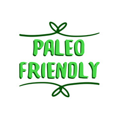 Paleo diet friendly product label, healthy food tag