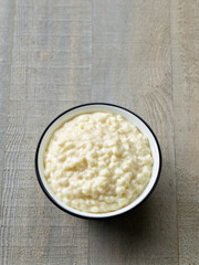 bowl of fresh rice milk pudding