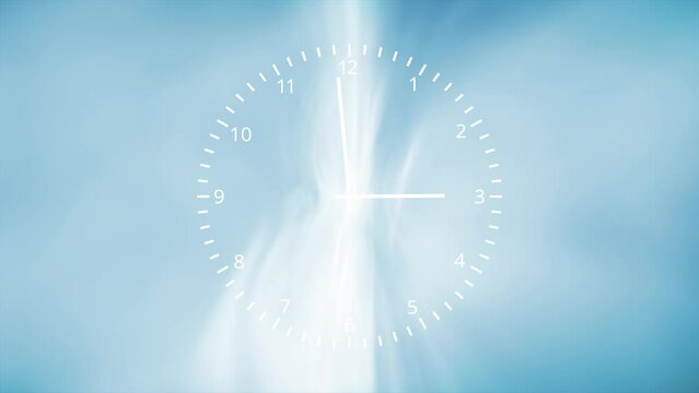 Concept analog clock infinity time looping animation copy space background.