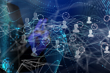 Global network. Blockchain. 3D illustration. Neural networks and artificial intelligence. Abstract