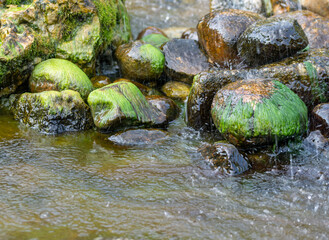 water flowing over rocks