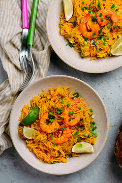 Pineapple Mango shrimps with rice..style rustic.