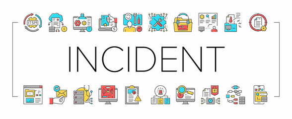Incident Management Collection Icons Set Vector .