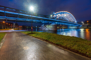 Jozef Pilsudski Bridge in the city of Krakow, Lesser Poland. - obrazy, fototapety, plakaty