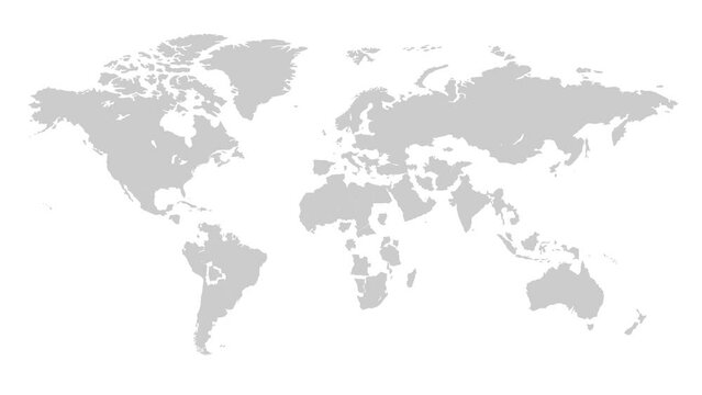 World map with border animation. Animation of connecting all countries into a whole world map with borders in the background with an alpha channel.