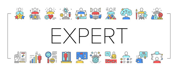 Expert Human Skills Collection Icons Set Vector .