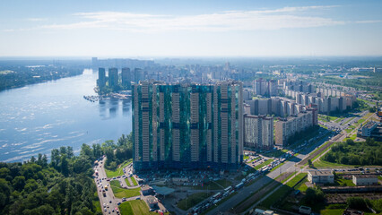 beautiful aerial view of a skyscraper in St. Petersburg