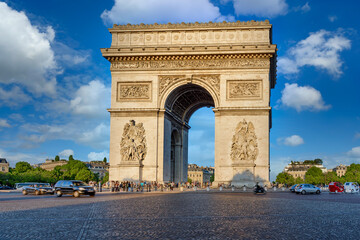 Fototapeta na wymiar Paris Arc de Triomphe (Triumphal Arch) in Chaps Elysees, Paris, France. Cityscape of Paris