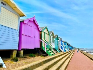 Beach huts on the pavement